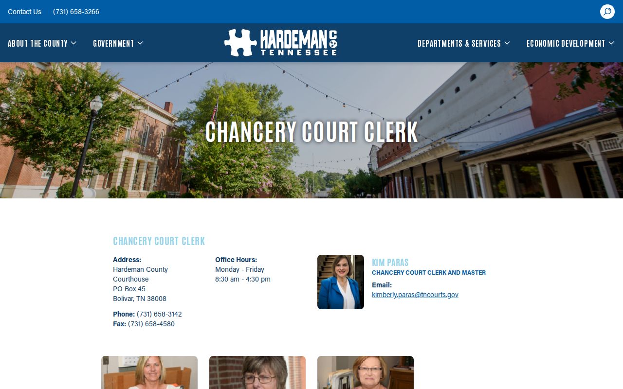 Hardeman County bench warrant records, Chancery Clerk contact for family-court matters
