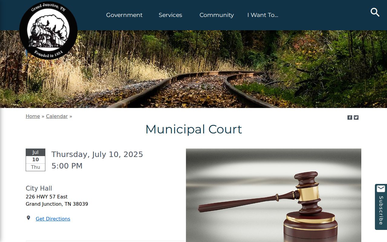 Grand Junction warrant records, City Hall municipal-court calendar and schedule