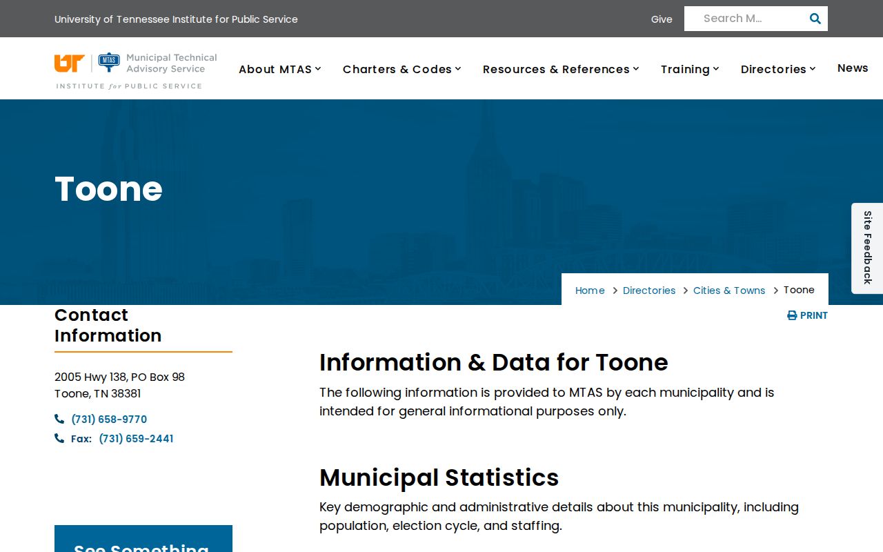 Toone warrant records, public town and city-court contact profile