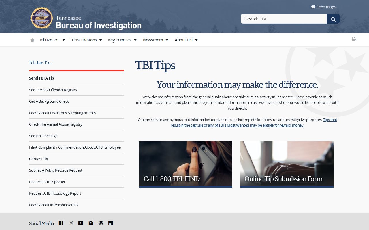 Hardeman County most wanted reference, Tennessee anonymous law-enforcement tip form