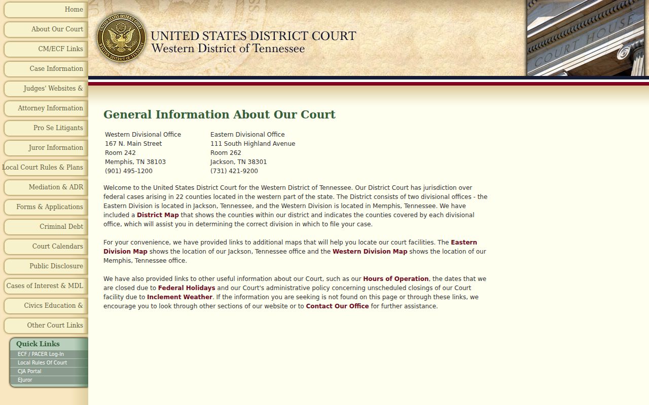 Hardeman County arrest warrant records, federal Eastern Division court information
